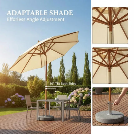 Ombrellone da Patio Grande 3M, Telo in Poliestere Impermeabile e Resistente all'Usura, Parasole Regolabile in Altezza per Giardino, Caffè, Spiaggia