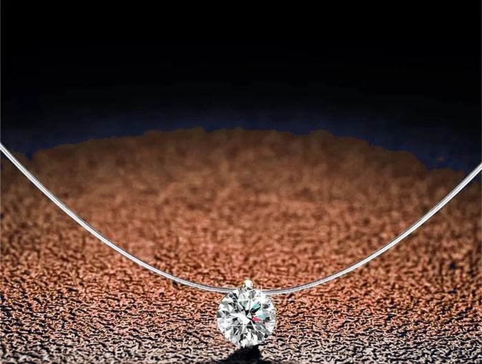1ct Moissanite diamante S925 argento sterling invisibile trasparente lenza clavicola collana a catena gioielli da donna PlatiNum