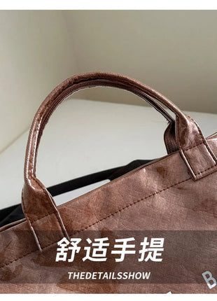 Tote Bag, Retro Letter, Casual Versatile Handbag, Minimalist Transparent, Simple, Commuter, Large-capacity Bag for Women PlatiNum