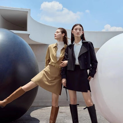 Gonne casual semplici da donna, stile coreano, a vita alta, per l'ufficio, da pendolare, a trapezio, tinta unita, abbinabili a tutto, gonne femminili