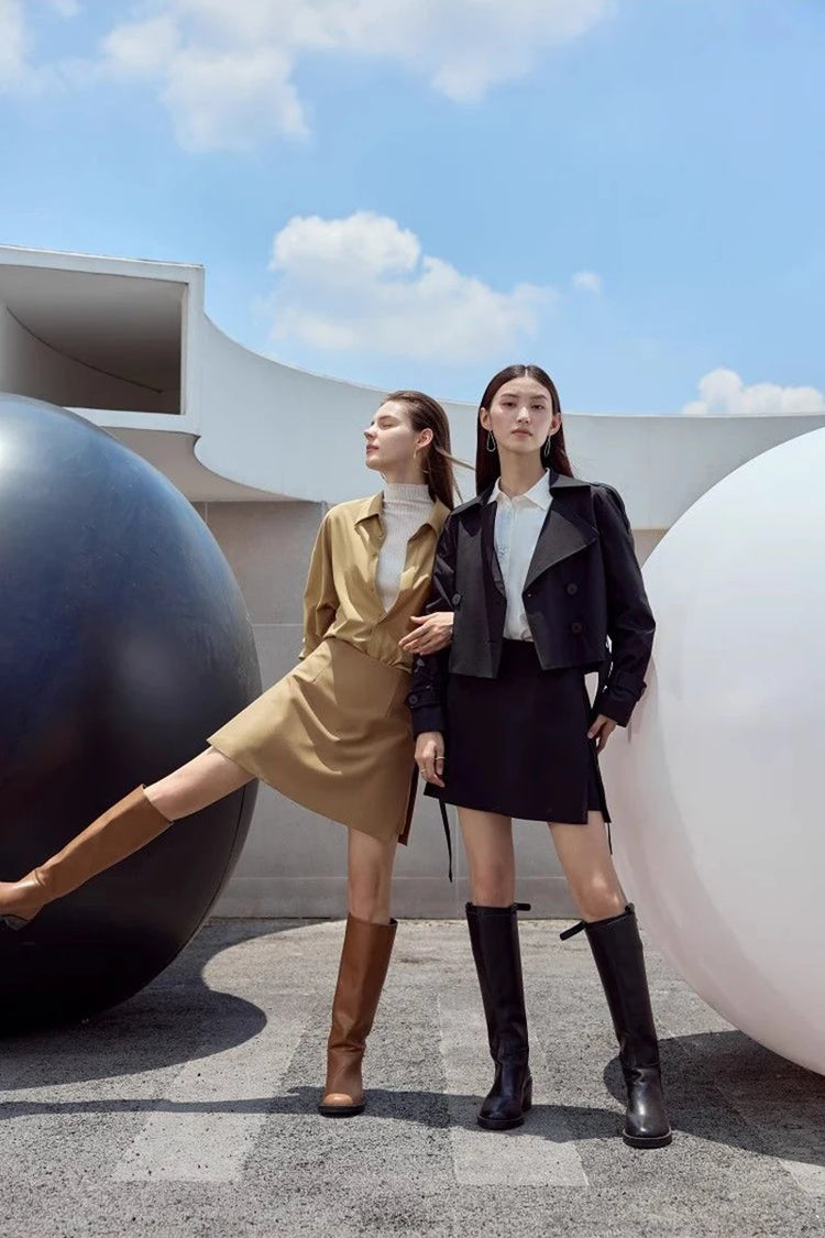 Gonne casual semplici da donna, stile coreano, a vita alta, per l'ufficio, da pendolare, a trapezio, tinta unita, abbinabili a tutto, gonne femminili