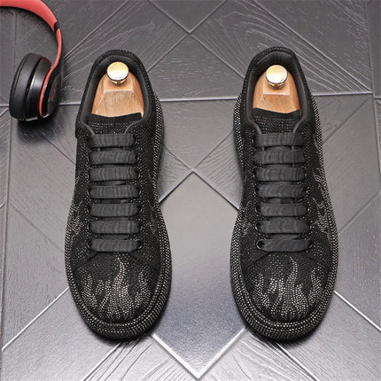 New Style Luxury Men's High Hip-hop Casual Shoes Men Black Fashion Rivets Shoes Italy Fashion Leisure Driving Loafers