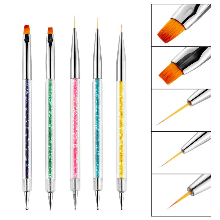 5Pc Nails Art Dotting Pen Acrylic Drawing Liner Supplies Brush Rhinestone Gems Picker UV Gel Painting Manicure Accessoires Tools 2028