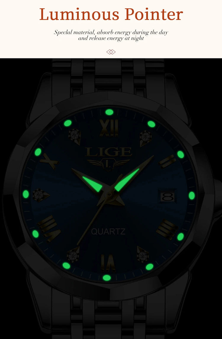 LIGE Elegante Orologio da Polso da Donna Ultrasottile in Stile Nordico Semplice con Movimento al Quarzo, Bracciale in Acciaio Inossidabile alla Moda platinumshop