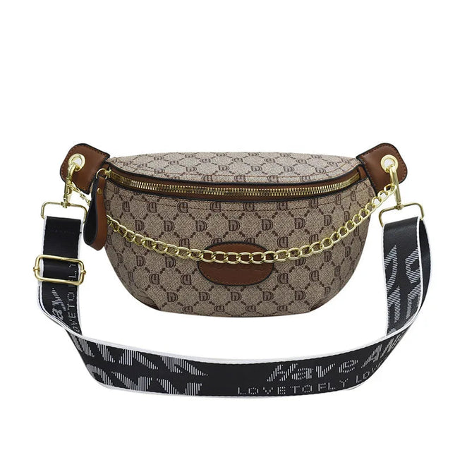 Women Chain Waist Bag Luxury Designer Chest Pack Quality PU Leather Fanny Pack Phone Purse Female Shoulder Crossbody Bag PlatiNum