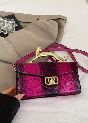 New Ladies Metal Buckle Simple Fashion Shoulder Bag Party Commuting Bag Women Luxury Brand Design PU Leather Bag PlatiNum