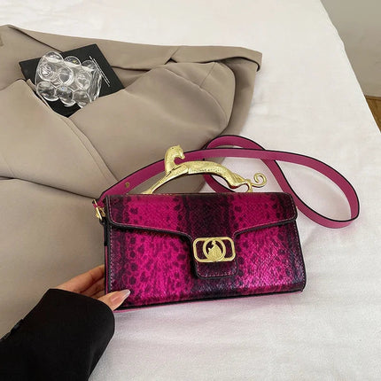 New Ladies Metal Buckle Simple Fashion Shoulder Bag Party Commuting Bag Women Luxury Brand Design PU Leather Bag PlatiNum