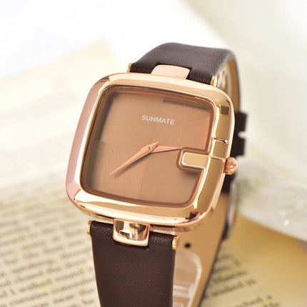 Elegante orologio da donna con movimento al quarzo in stile minimalista nordico ultrasottile con cinturino in vera pelle alla moda e confezione regalo platinumshop