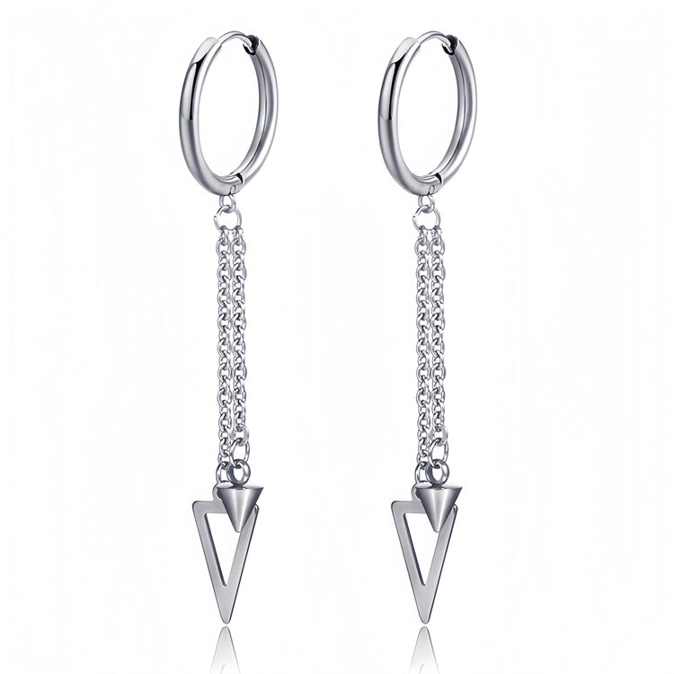 Long Hanging Crosses Leaves Pendants Hoops Woman Earrings Man Vintage Stainless steel Hip Hop Ear Piercing Jewelry Accessories PlatiNum