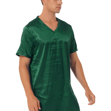 Donna uomo pigiama in raso di seta pigiameria maniche corte camicia da notte Kimono accappatoio abito da notte accappatoio camicia da notte estiva Homewear