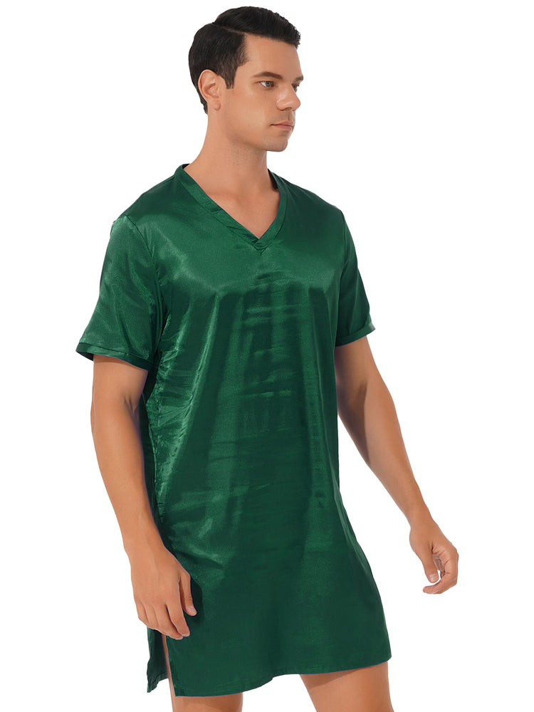 Donna uomo pigiama in raso di seta pigiameria maniche corte camicia da notte Kimono accappatoio abito da notte accappatoio camicia da notte estiva Homewear