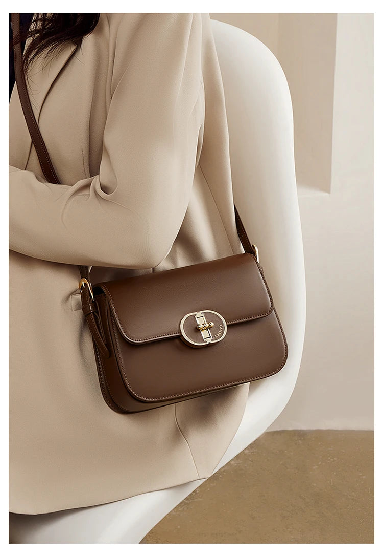 FOXER Brand Split Leather Women's Shoulder Bag 2025 New Luxury Design Female Retro Crossbody Purse Gift for Mom