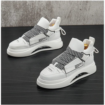 High top White Sneakers Best selling Mens Sneakers With Anti slip Wear resistant Properties Increasing Height by 6 Centimeters