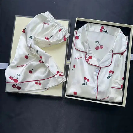 2 pezzi stampa indumenti da notte pigiama da notte in raso di seta sintetica moda pigiama casual pantaloncini da donna pigiama set abiti da pittura a inchiostro platinumshop