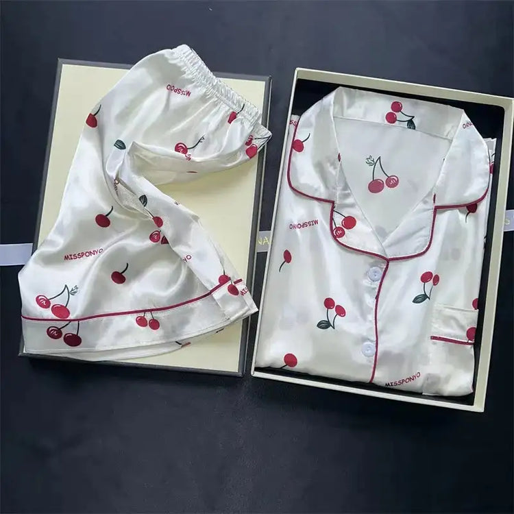 2 pezzi stampa indumenti da notte pigiama da notte in raso di seta sintetica moda pigiama casual pantaloncini da donna pigiama set abiti da pittura a inchiostro platinumshop