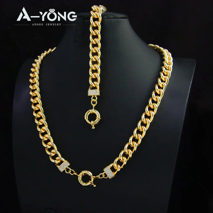 Set di gioielli Hip Hop di lusso placcato oro 21k Dubai Fashoin Collana a catena cubana Arabo Donna Uomo Punk Evento Gioielli per feste platinumshop