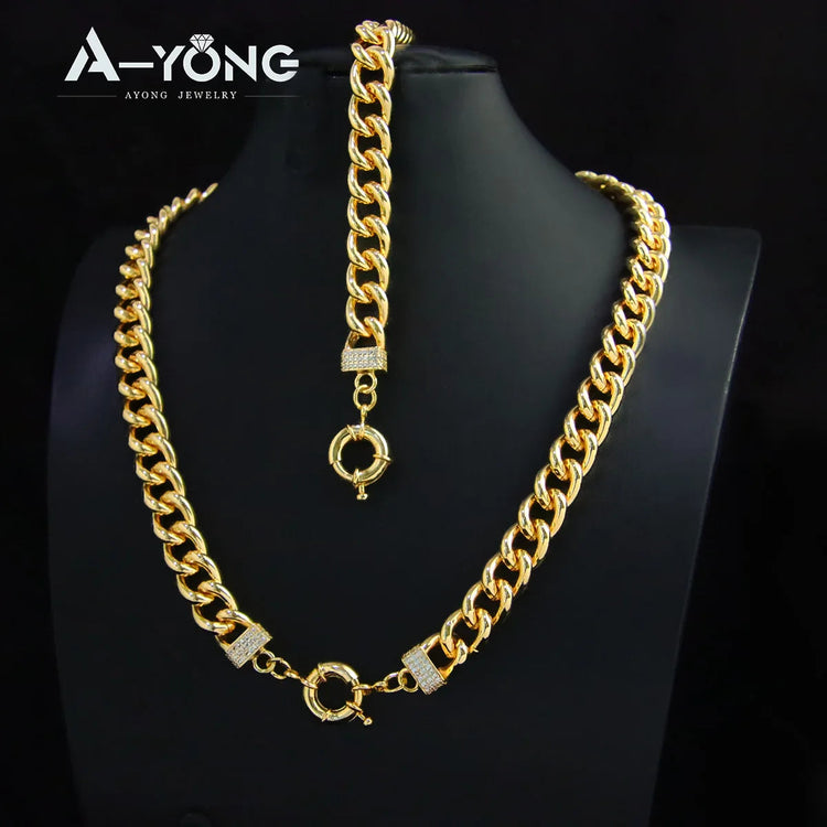 Set di gioielli Hip Hop di lusso placcato oro 21k Dubai Fashoin Collana a catena cubana Arabo Donna Uomo Punk Evento Gioielli per feste platinumshop