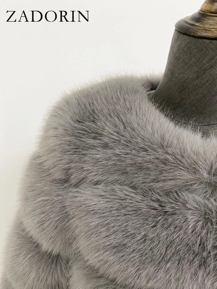 ZADORIN Winter Luxury Faux Mink Fur Coat Hooded Women Thick Warm Fluffy Faux Fur Jacket Ladies Coats Black Pink Fur Coats Top