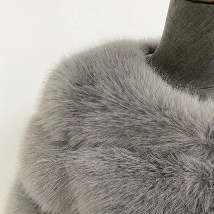 ZADORIN Luxury Cropped White Faux Fox Fur Coat Woman Clothing V Neck Long Sleeve Winter Fluffy Faux Fur Jacket Fur Coats Woman