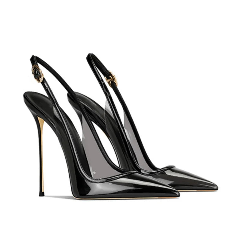 Summer Women High Heeled Shoes for Woman's Pointed Toe Ankle Thin Heels Mixed Colors Pumps Sexy Lady Patent Leather Party Shoes