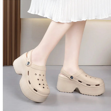 Sandali da Donna con Tacco Alto 9CM, Nuove Ciabatte Estive 2024, Scarpe da Spiaggia e Giardino con Suola Morbida, Impermeabili, Scarpe Forate da Donna per Esterni