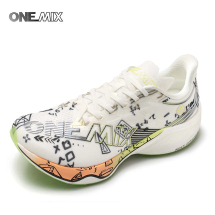 Scarpe da Corsa ONEMIX Marathon con Piastra in Carbonio, Supporto Professionale Stabile, Ammortizzazione, Ultra-leggere e Reattive per Uomo PlatiNum