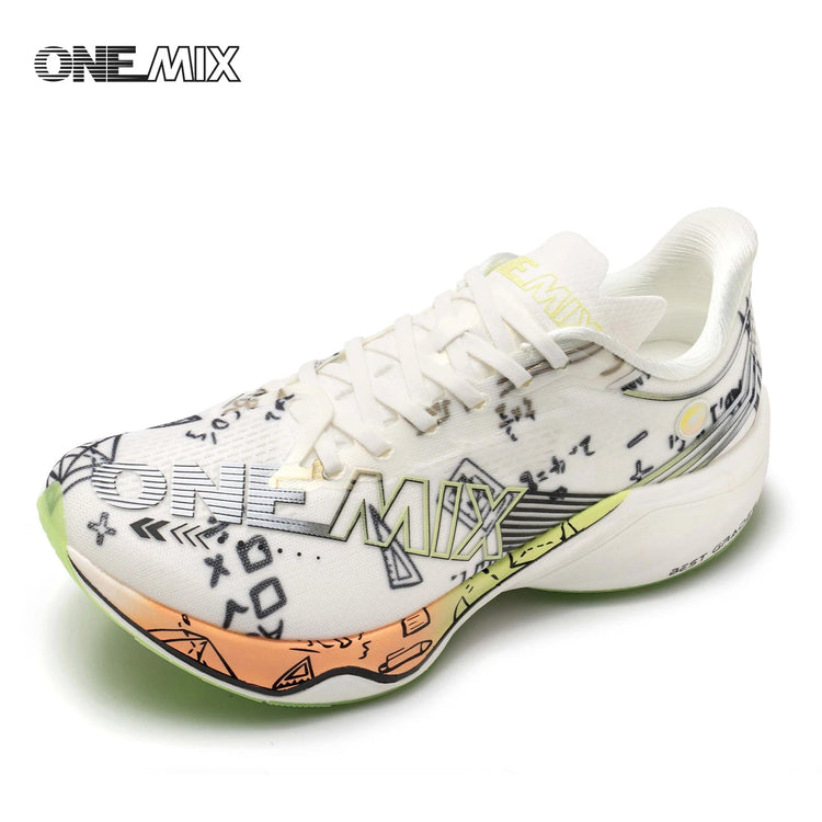 Scarpe da Corsa ONEMIX Marathon con Piastra in Carbonio, Supporto Professionale Stabile, Ammortizzazione, Ultra-leggere e Reattive per Uomo PlatiNum