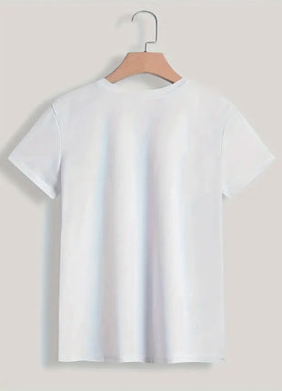 Comoda maglietta da donna con stampa Cozy Feels Forever T-shirt da donna con stampa floreale, stile casual comfort