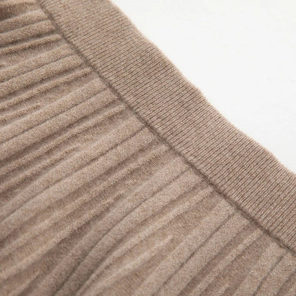 Luxury Women's 100% Cashmere Pleated Short Skirt Spring Autumn Winter Wear Lady's Preppy Style Pleated Skirt Cashmere Knitted C PlatiNum
