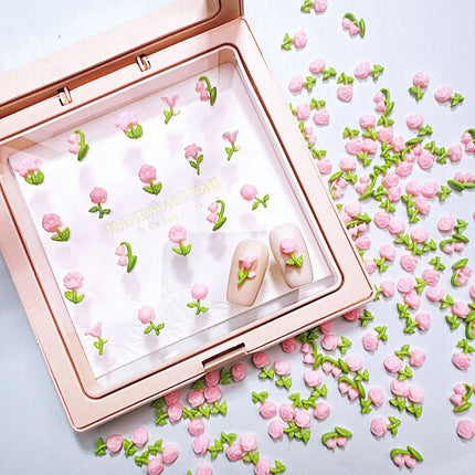 50/100/200Pcs, 5*8mm, Camellia, Rose, Lily of The Valley, Sweet, Flower Series, Nail Accessories, Stereo, DIY