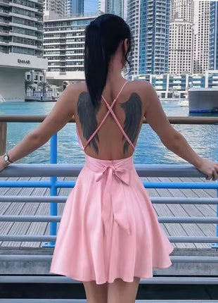 2023 Sexy robe de soirée moulante sans manches à dos nu pour femme élégante, col en V, mini-robe courte et moulante