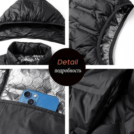 Winter Men White Duck Down Vest Men Waterproof Windproof Detachable Hat Sleeveless Vests Male Pockets Warm Ultralight Waistcoats