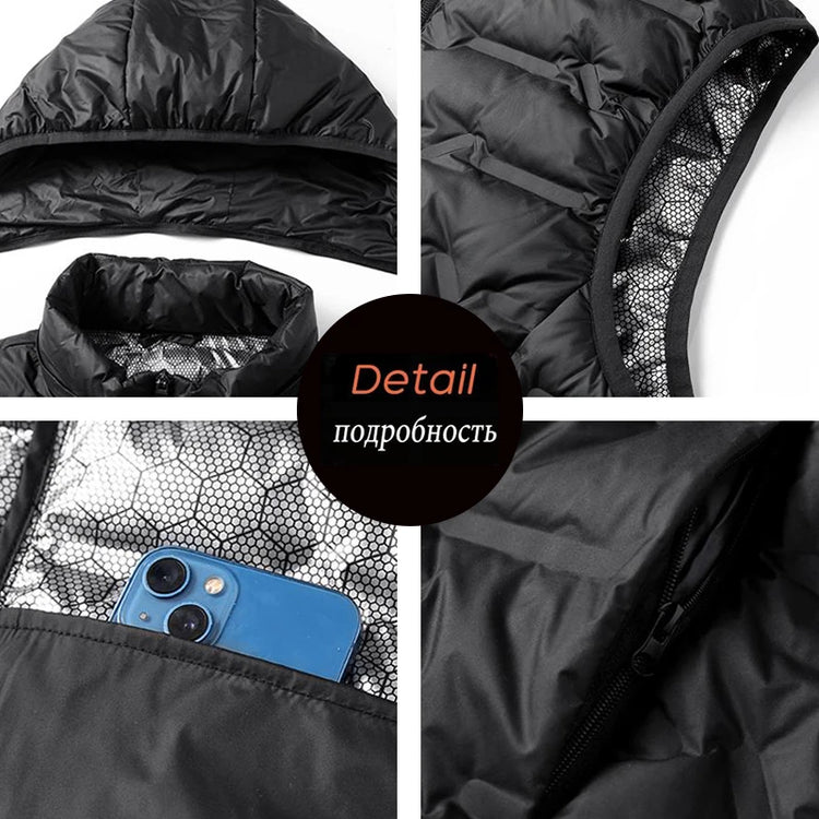 Winter Men White Duck Down Vest Men Waterproof Windproof Detachable Hat Sleeveless Vests Male Pockets Warm Ultralight Waistcoats