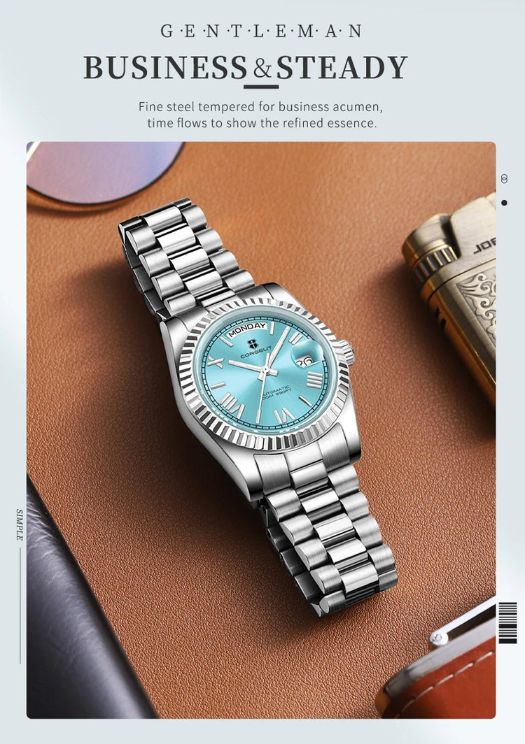 Custom Logo Diy 36/39MM Dial Automatic Mechanical Watches For Man Week Date Type Sapphire Luxury Waterproof Diving Man Watches