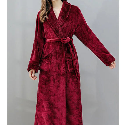 Donna Autunno e Inverno Caldo Lungo Velluto Corallo Spessore Coppia Accappatoi Da Bagno Uomo Donna Pigiama Doccia Accappatoio Asciugamani Da Bagno Per Adulti
