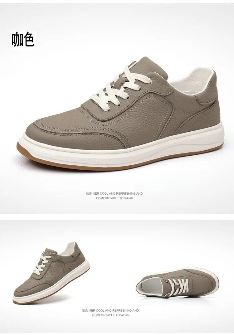 2026 New Men's Leather Shoes Casual Spring Autumn Fashionable Genuine Cowhide Slip-On Breathable Comfortable Anti-Slip Shoes
