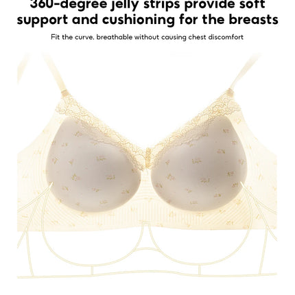 FallSweet French Floral Wireless Push Up Bra for Women Sweet Lace Bralette with Small Breasts Anti-sagging Brassiere Lingerie