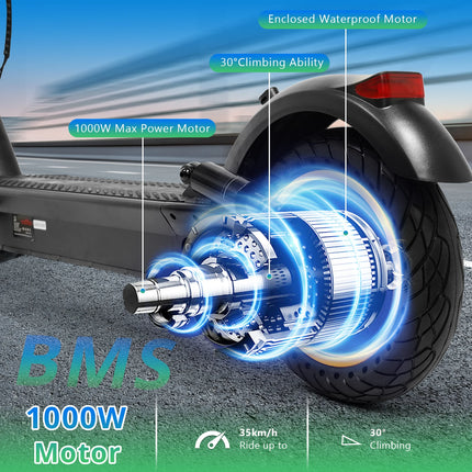 Monopattino Elettrico AOVOPRO A1MAX con Motore Potente da 500W, Velocità Massima 35KM/H, Autonomia 45KM, Batteria 42V14.5AH, Pneumatici da 10 Pollici, Pieghevole e Intelligente