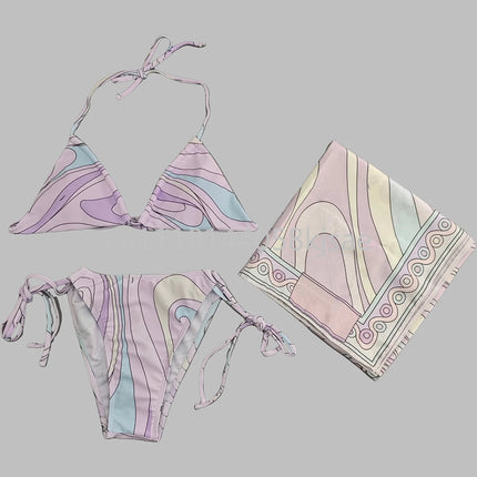 Costumi da bagno di lusso da donna con sciarpa nera e logo firmato, set bikini con fascia per capelli firmata da designer, abbigliamento da spiaggia platinumshop