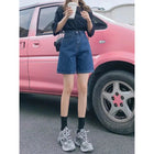 Ladies High Waist Wide Leg Denim Shorts Retro Blue A-Line Slim Fit Spring Summer Womens Casual Clothing 2026 PlatiNum