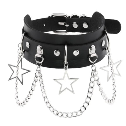 1Pc Harajuku Cuore Sexy Rivetti Cuoio DELL'UNITÀ di elaborazione Nero Goth Punk Girocollo Per Y2K Ragazze FAI DA TE Goth Star Pentagramma Collane Grosse Gioielli PlatiNum
