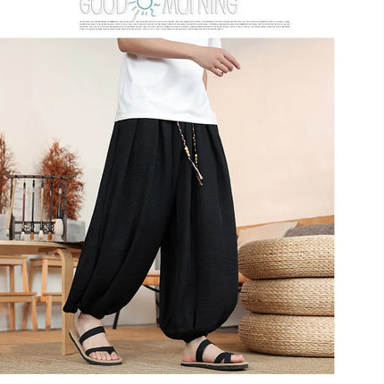 Pantaloni da uomo in seta ghiaccio, stile cinese, vestibilità ampia, alla moda, estivi, casual, sportivi, modello lanterna, taglie forti fino alla 8XL - Offerta imperdibile!