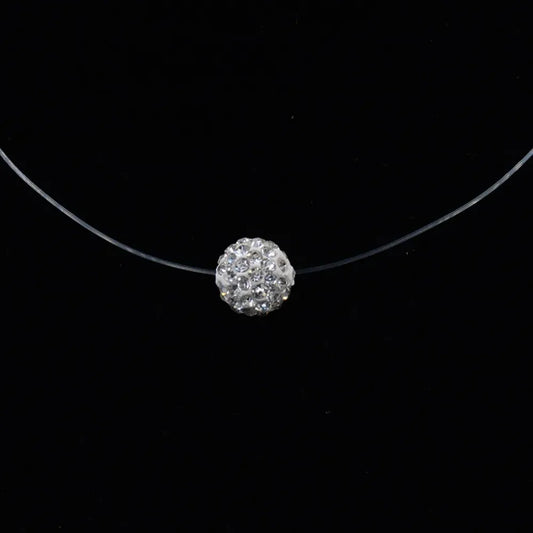 Collana femminile trasparente con lenza da pesca, catena invisibile color argento per donna, girocollo con strass