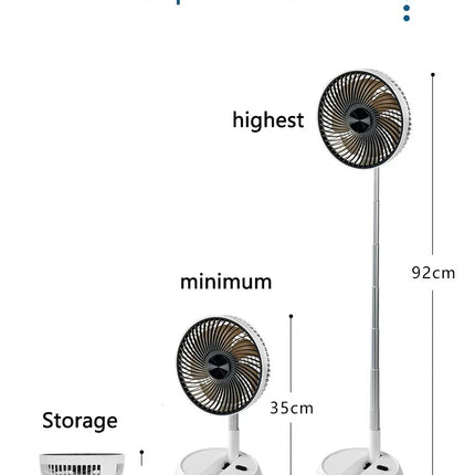 Ventilatore Portatile Oscillante da Terra HOMEFISH con Telecomando, Pieghevole, Ricaricabile a Batteria, per Campeggio