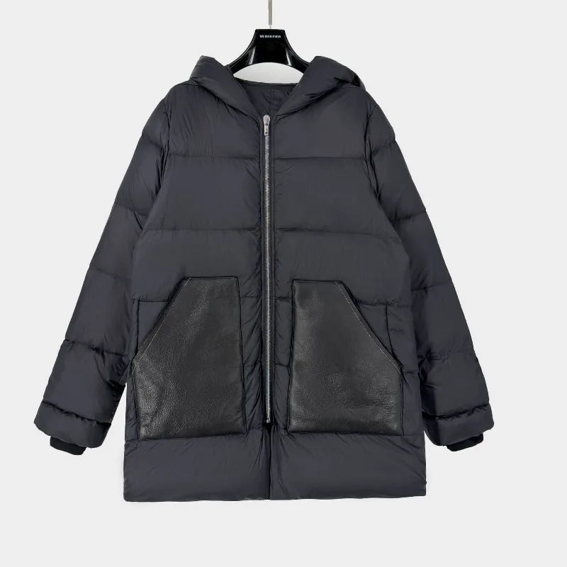 2025 High Street Men's Gothic Paneled Casual Puffer Jacket Male Comfortable Fashion Down  Jackets