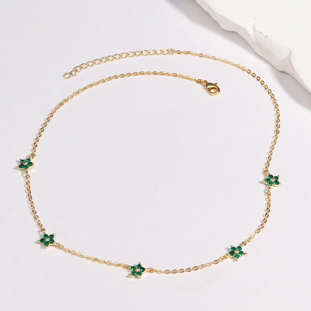 Moda colorata cubic zirconia 5 pezzi collana di fiori per le donne girocollo catena clavicola regali di gioielli da sposa