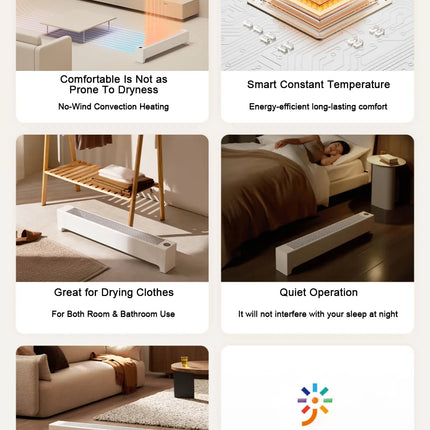 MIJIA Graphene Baseboard Heaters 2nd,Constant Temperature,5S Rapid Heating,2200W Timer Setting,CN Version With Adapter