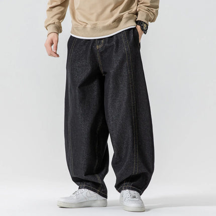 Jeans Dritti da Uomo Primavera Autunno Stile Retrò Casual High Street Gamba Larga Pantaloni in Denim Uomo Hip Hop Oversize Streetwear