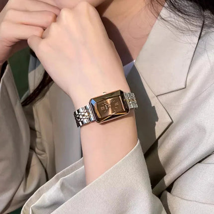 CILOA Orologio retrò marrone da donna cinturino quadrato in acciaio inossidabile 2025 nuovo marchio di moda di tendenza orologio autentico di alta qualità platinumshop