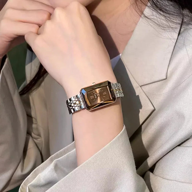CILOA Orologio retrò marrone da donna cinturino quadrato in acciaio inossidabile 2025 nuovo marchio di moda di tendenza orologio autentico di alta qualità platinumshop